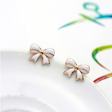 Elegant Gold Tone Bow Tie Stud Earrings for Women