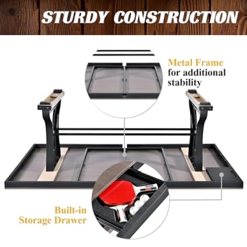 Barrington Billiards Coventry Indoor Table Tennis Table, 7-ft 2-in-1 Dining Table with Metal Net, Paddles, and Balls Included for Family Game Rooms