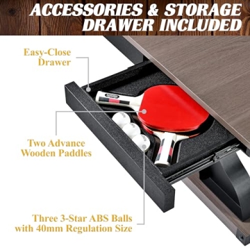 Barrington Billiards Coventry Indoor Table Tennis Table, 7-ft 2-in-1 Dining Table with Metal Net, Paddles, and Balls Included for Family Game Rooms