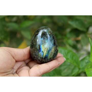 Labradorite Gemstone Egg for Healing and Meditation