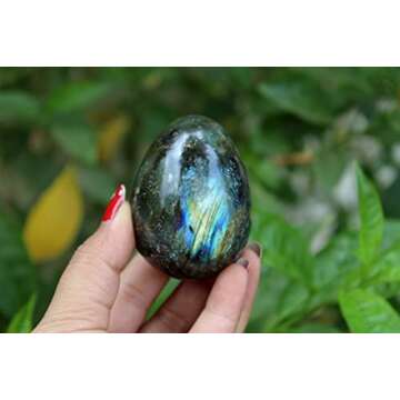 Labradorite Gemstone Egg for Healing and Meditation