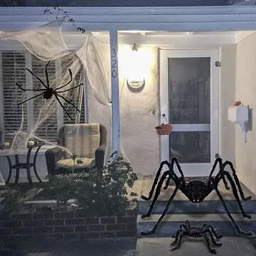 ZMCINER Large Halloween Spiders for Outside, Big Spider Halloween Decorations Realistic Scary Hairy Spiders Halloween Decorations Outdoor (59", 49", 35")