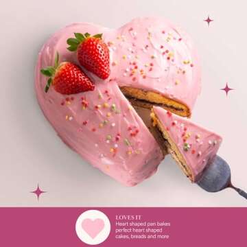 Paris Hilton Heart Shaped Nonstick Bakeware Set, Easy Release Carbon Steel, Includes two 9.5-Inch Pans and four Mini 3.5-Inch Pans, Dishwasher Safe, Made without PFAS or PFOA, 6-Piece Set, Pink
