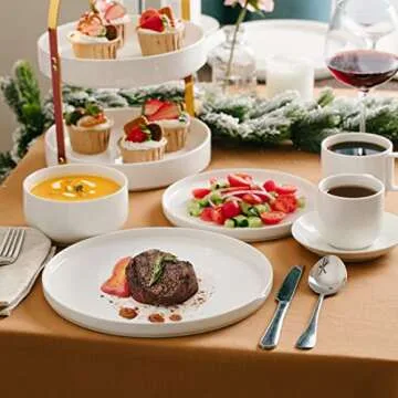 BTaT White Cereal Bowls Set of 6, Durable Porcelain Bowls