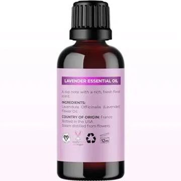 Pure Lavender Essential Oil - Premium Lavender Essential Oil for Hair Skin and Nails - Aromatherapy Lavender Oil for Diffusers Humidifiers and Linens Plus Natural Bath Oil for Home Spa Self Care