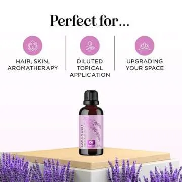 Pure Lavender Essential Oil - Premium Lavender Essential Oil for Hair Skin and Nails - Aromatherapy Lavender Oil for Diffusers Humidifiers and Linens Plus Natural Bath Oil for Home Spa Self Care
