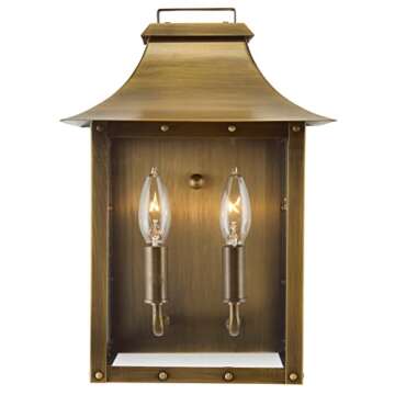 Acclaim Lighting 8414AB | Vintage Solid Brass Two Light Dimmable Wall Mounted Outdoor Wet Rated Lant...