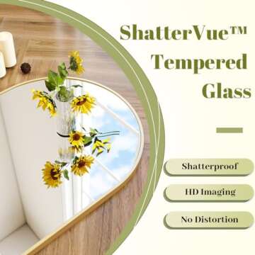 BEAUTYPEAK 20"x30" Arch Bathroom Mirror, Wall Mounted Vanity Metal Frame Mirror for Bedroom, Entrywa...