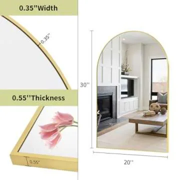 BEAUTYPEAK 20"x30" Arch Bathroom Mirror, Wall Mounted Vanity Metal Frame Mirror for Bedroom, Entryway, Living Room, Gold