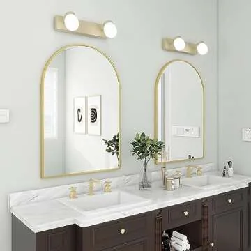 BEAUTYPEAK 20"x30" Arch Bathroom Mirror, Wall Mounted Vanity Metal Frame Mirror for Bedroom, Entryway, Living Room, Gold