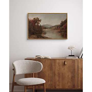 ARPEOTCY Vintage Framed Canvas Wall Art, Fall Landscape Wall Decor for Living Room, 16×24 inches (40×60cm), Rustic Painting for Bedroom, Framed Art Prints, for Office