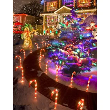 COOLWUFAN 22" Candy Cane Pathway Lights Set of 12