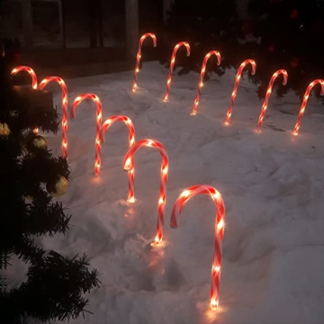 COOLWUFAN 22" Candy Cane Pathway Lights Set of 12