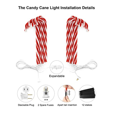 COOLWUFAN 22" Candy Cane Pathway Lights Set of 12