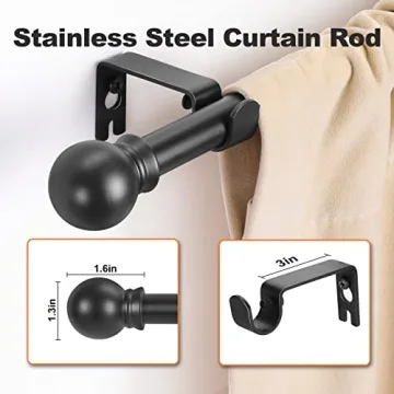 Durable Black Curtain Rods 31 to 92 Inch for Home Decor