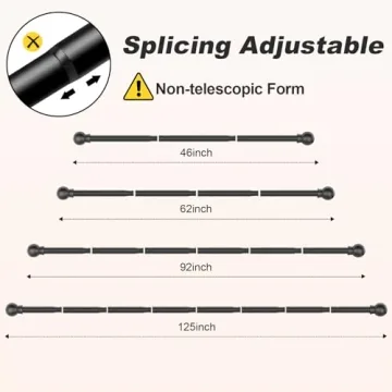 Durable Black Curtain Rods 31 to 92 Inch for Home Decor