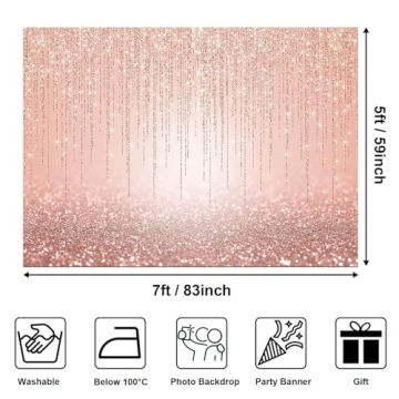 Avezano Rose Gold Glitter Backdrop for Celebrations