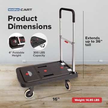 Magna Cart Foldable Dolly Cart - 300 Lbs Capacity Hand Truck