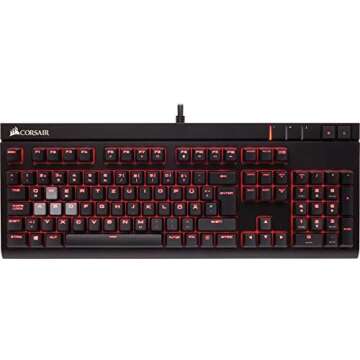 Corsair CH-9000088-NA STRAFE Mechanical Gaming Keyboard - Red LED Backlit - USB Passthrough - Linear and Quiet - Cherry MX Red Switch