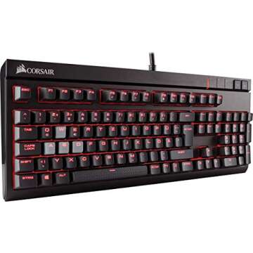 Corsair CH-9000088-NA STRAFE Mechanical Gaming Keyboard - Red LED Backlit - USB Passthrough - Linear and Quiet - Cherry MX Red Switch