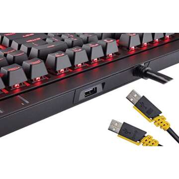 Corsair CH-9000088-NA STRAFE Mechanical Gaming Keyboard - Red LED Backlit - USB Passthrough - Linear and Quiet - Cherry MX Red Switch