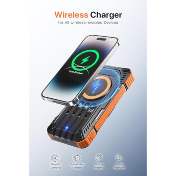 Powerful 49800mAh Solar Power Bank with Built-In Cables