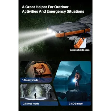 Powerful 49800mAh Solar Power Bank with Built-In Cables