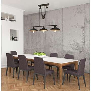 Westinghouse 6332500 Iron Hill Three-Light Indoor Island Pulley Pendant, Finish with Highlights and Metallic Interior, 3, Oil Rubbed Bronze/Bronze