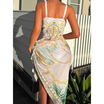 Sexy V-Neck One Piece Swimsuit Women with Cover Up - Tummy Control