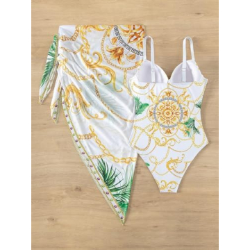 Sexy V-Neck One Piece Swimsuit Women with Cover Up - Tummy Control