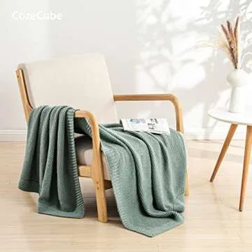 CozeCube Green Throw Blanket for Couch, Soft Cozy Cable Knit Throw Blanket for Bed Sofa Living Room,...