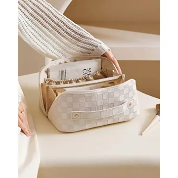 EACHY Travel Makeup Bag with Large Capacity & Waterproof Design