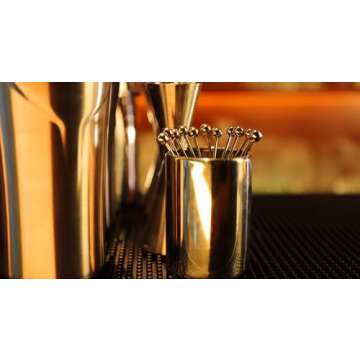 Lexenic 4.3" Metal Cocktail Picks 12Pack+Holder Kit,Premium 304 Stainless Steel Reusable Appetizer Skewers Set for Sandwiches, BBQ Snacks, Cocktails. (4.3 inch)