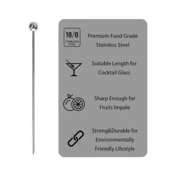 Lexenic 4.3" Metal Cocktail Picks 12Pack+Holder Kit,Premium 304 Stainless Steel Reusable Appetizer Skewers Set for Sandwiches, BBQ Snacks, Cocktails. (4.3 inch)