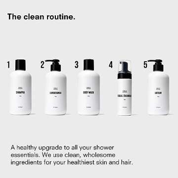 Public Goods Shower Essentials for Men and Women | Natural Shampoo, Conditioner & Body Wash | Made with Organic Essential Oils | Sulfate & Paraben Free | Vegan Friendly | 12 Fl Oz Bottles