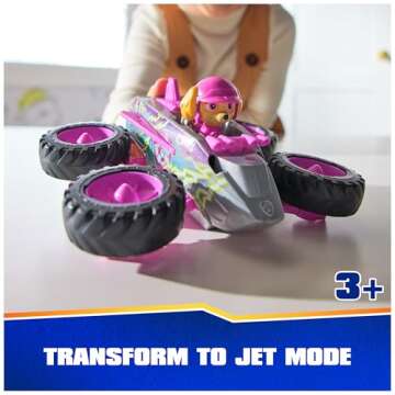 Paw Patrol: Rescue Wheels Skye’s Jet, Toy Truck with Transformation into Jet-Mode and Collectible Action Figure, Kids Toys for Boys & Girls Ages 3+