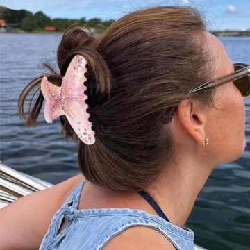 2 PCS Starfish Hair Claw Clip - Summer Beach Starfish Hair Clip - Large Non Slip Acetate Strong Hold Jaw Barrettes - Headwear for Women & Girls