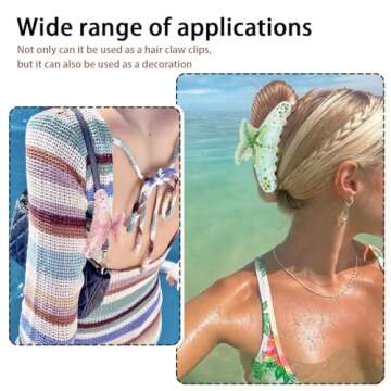 2 PCS Starfish Hair Claw Clip - Summer Beach Starfish Hair Clip - Large Non Slip Acetate Strong Hold Jaw Barrettes - Headwear for Women & Girls