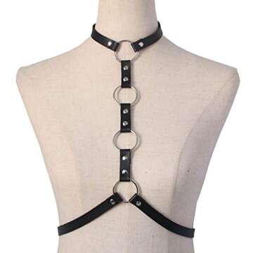 Victray Women Gothic Body Harness Belt Punk Leather Body Chain Belts Rave Accessory