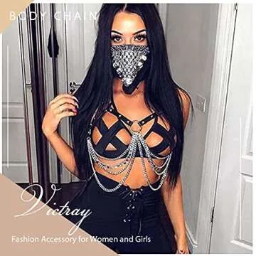 Victray Women Gothic Body Harness Belt Punk Leather Body Chain Belts Rave Accessory