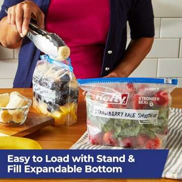 Hefty Slider Freezer Storage Bags, Quart Size, 74 Count