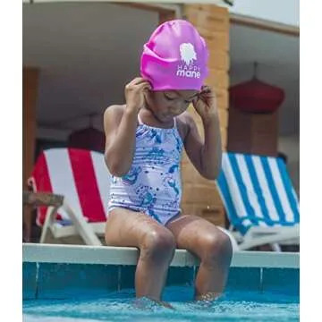 Happy Mane Silicone Swim Cap for Braids and Dreadlocks - Keeps Your Hair Dry While Swimming and Bathing Long Hair, Extensions, and Curly Hair - Large Shower Cap for Women, Men, Kids (Black, Small)