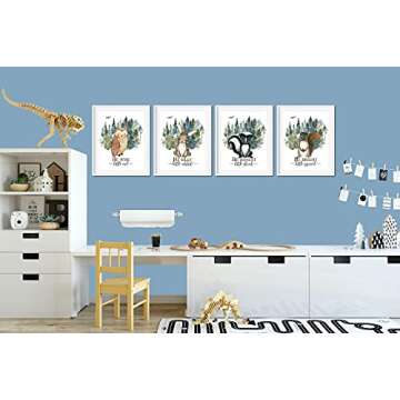 Woodland Nursery Decor - Baby Boy Room Decorations - Kids Wall Animal Art Prints - Forest Animal Pictures - Gender Neutral Playroom Artwork - Set of 4-8x10 - UNFRAMED