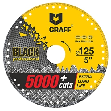GRAFF Black Cut Off Wheels 5 Inch - Diamond Metal Cutting Disc for Angle Grinder 5 Inch - 60x Longer...