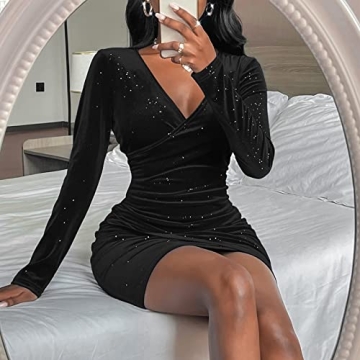 Velvet Cocktail Dress for Women Long Sleeve Party Dress