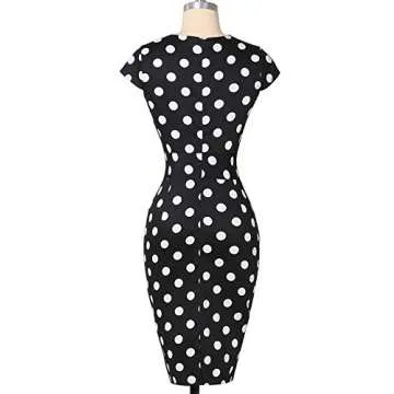 GRACE KARIN Women's Vintage Polka Dots Pencil Dress - Elegant Knee Length Wear to Work Attire