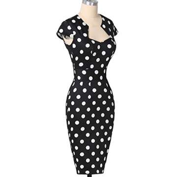 GRACE KARIN Women's Black White Polka Dots Pencil Dress Knee Length Wear to Work Dress