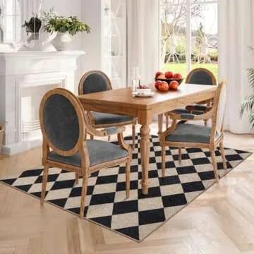 Lahome Black Checkered Easy Jute Rug 5x7 Outdoor