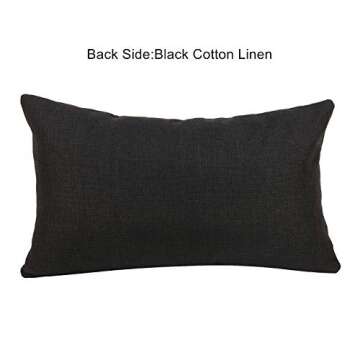 Cygnus Set of 2 Black Linen Patchwork Faux Leather Throw Lumbar Pillow Covers for Couch Living Room Bedroom,Modern Accent Decor Lumbar Covers 12X20 inch, Brown and Black