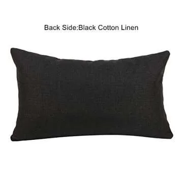 Cygnus Set of 2 Black Linen Patchwork Faux Leather Throw Lumbar Pillow Covers for Couch Living Room Bedroom,Modern Accent Decor Lumbar Covers 12X20 inch, Brown and Black